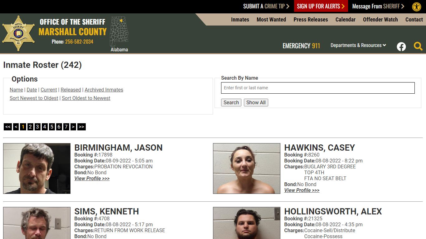 Inmate Roster - Marshall County Sheriff's Office